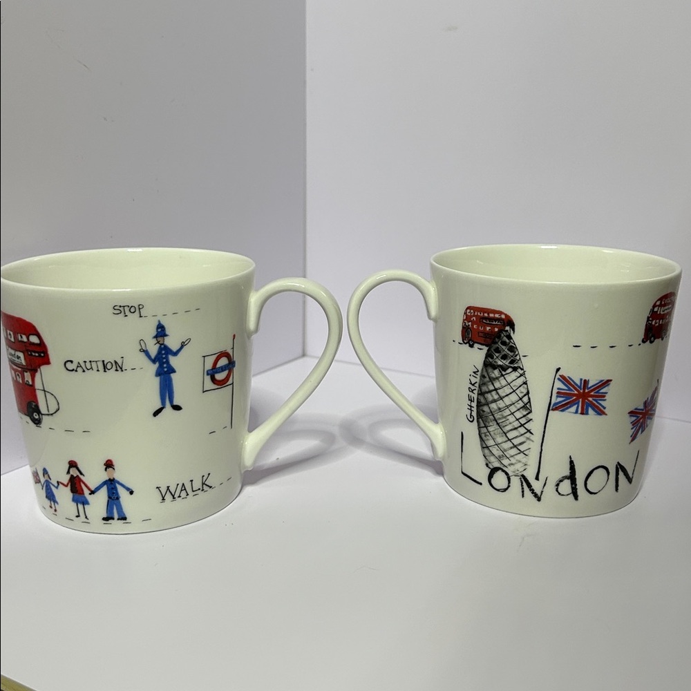 Rose of England London Themed Bone China Mugs set of 2 - Picture 4 of 6